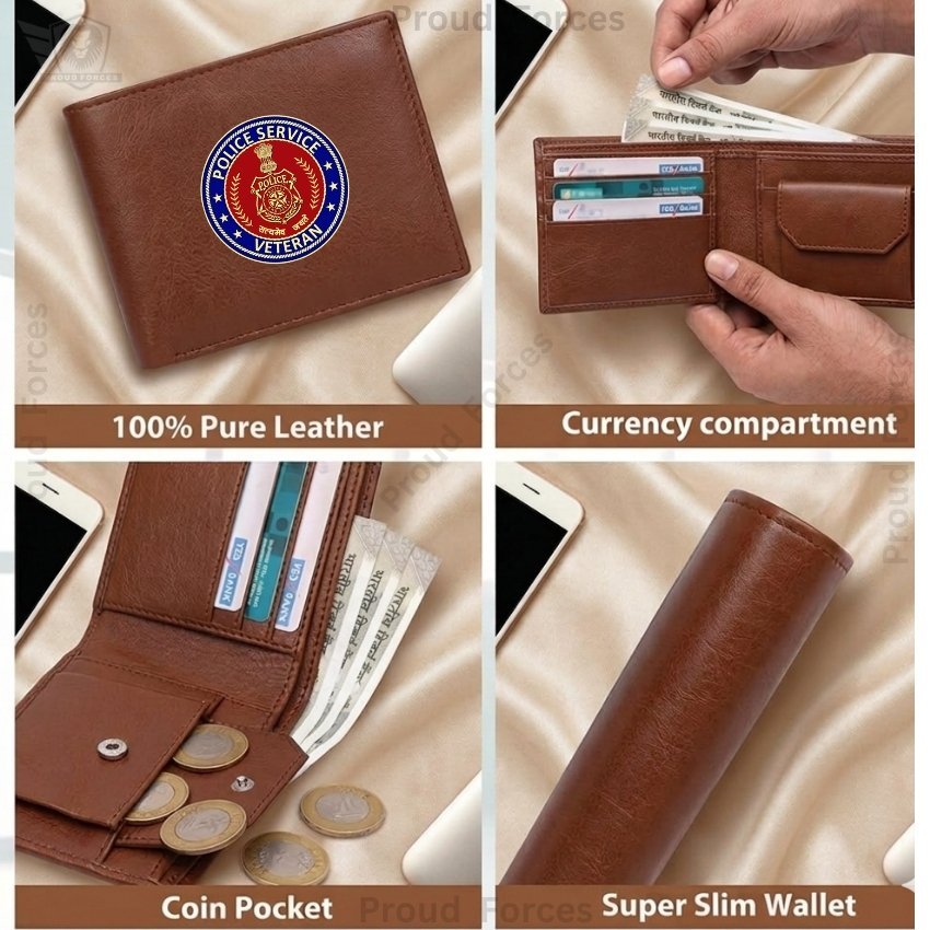 Police Service Veteran Brown Leather Wallet for Men (Premium Classic Edition)