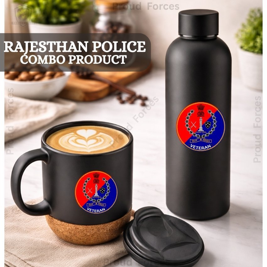 Rajasthan Police Veteran Matte Finish Bottle & Coffee Mug Combo Set