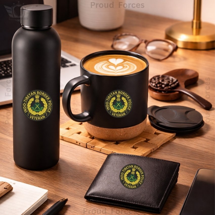 ITBP Veteran Premium Combo Pack of 3 – Bottle, Coffee Mug & Leather Wallet