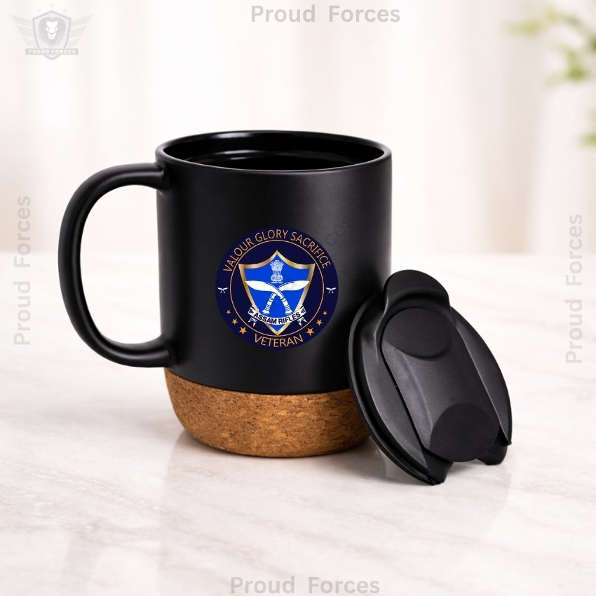 Assam Rifles Veteran Matte Finish Coffee Mug with Cork Base