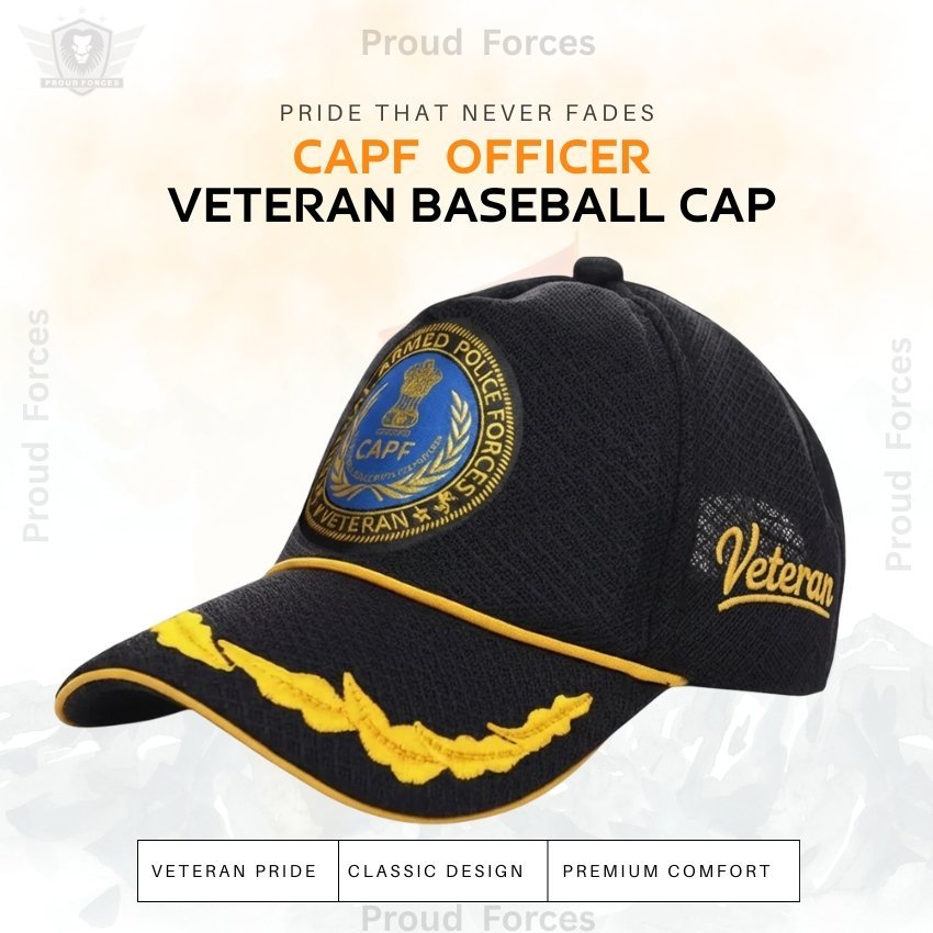 CAPF  Officers’ (Black Color) Baseball Cap for Veterans -Premium Quality