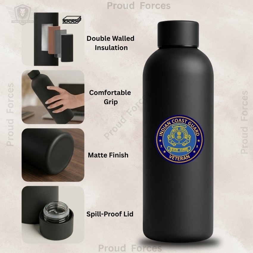 ICG (Indian Coast Guard) Veteran Insulated Water Bottle