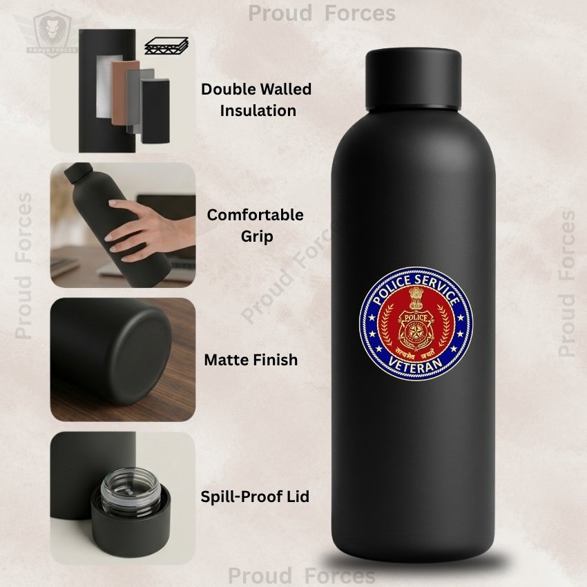 Police Service Veteran Insulated Water Bottle