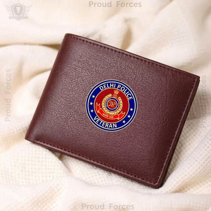 Delhi Police Veteran Brown Leather Wallet for Men (Premium Classic Edition)