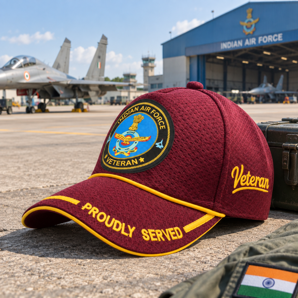 Indian Air Force Proudly Baseball Cap for Veterans(Maroon Color)- Premium Quality