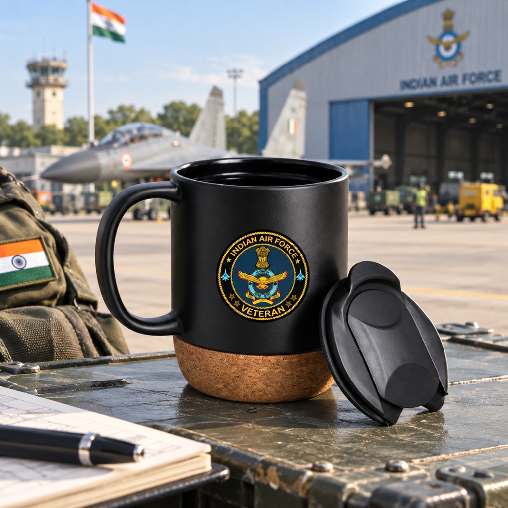 Indian Air Force Veteran Matte Finish Coffee Mug with Cork Base