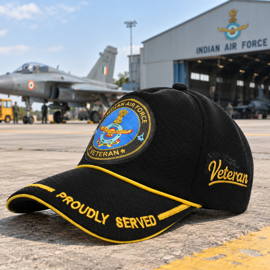 Indian Airforce Proudly Baseball Cap for Veterans(Black Color)- Premium Quality