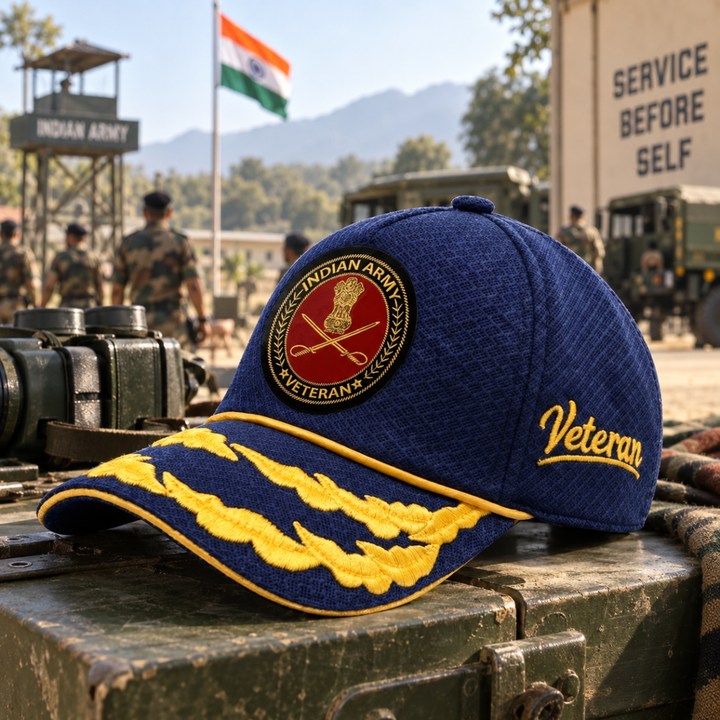 Indian Army Flag Officers’ Veteran Baseball Cap (Blue Color) -Premium Quality