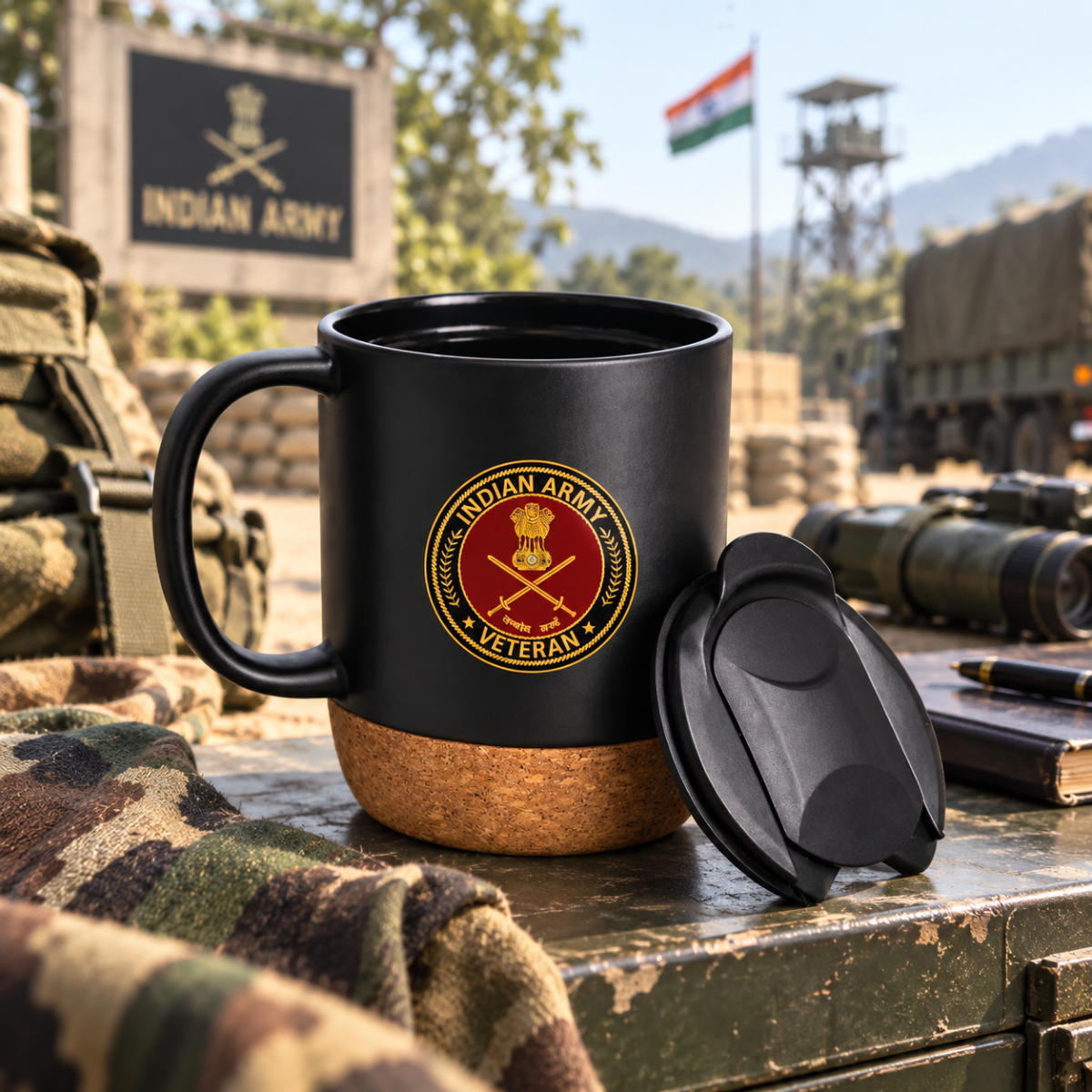 Army Veteran Matte Finish Coffee Mug with Cork Base