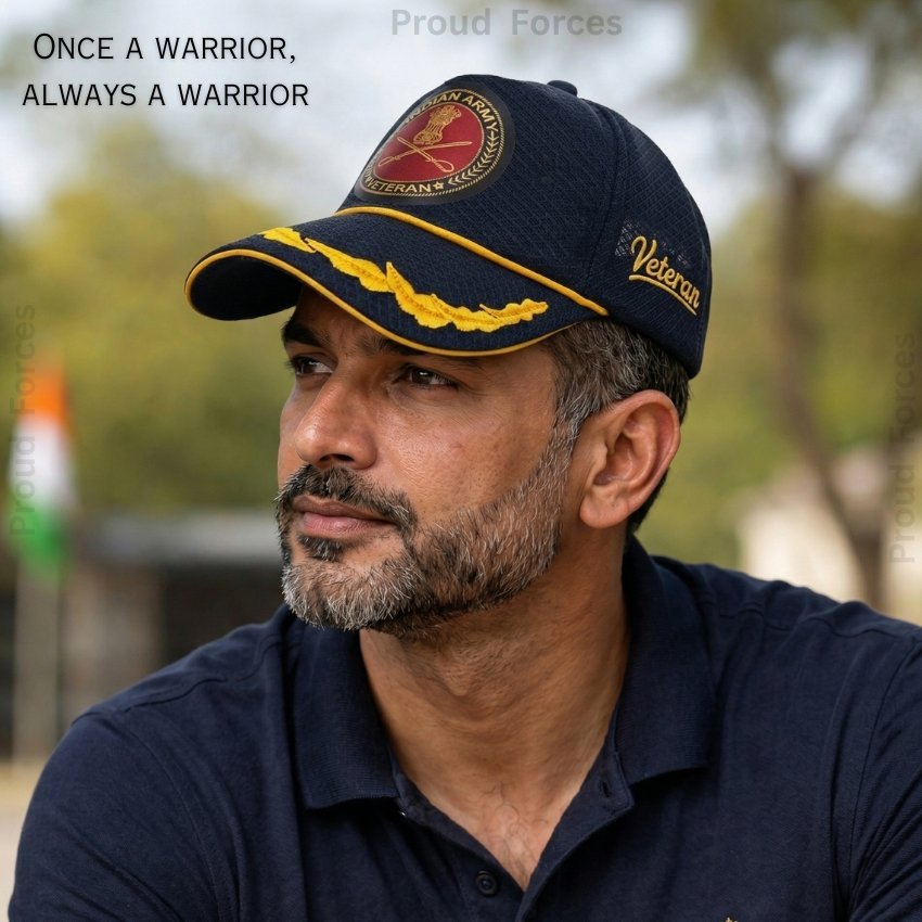 Indian Army Officers'  Veteran Baseball Cap (Blue Color) - Premium Quality