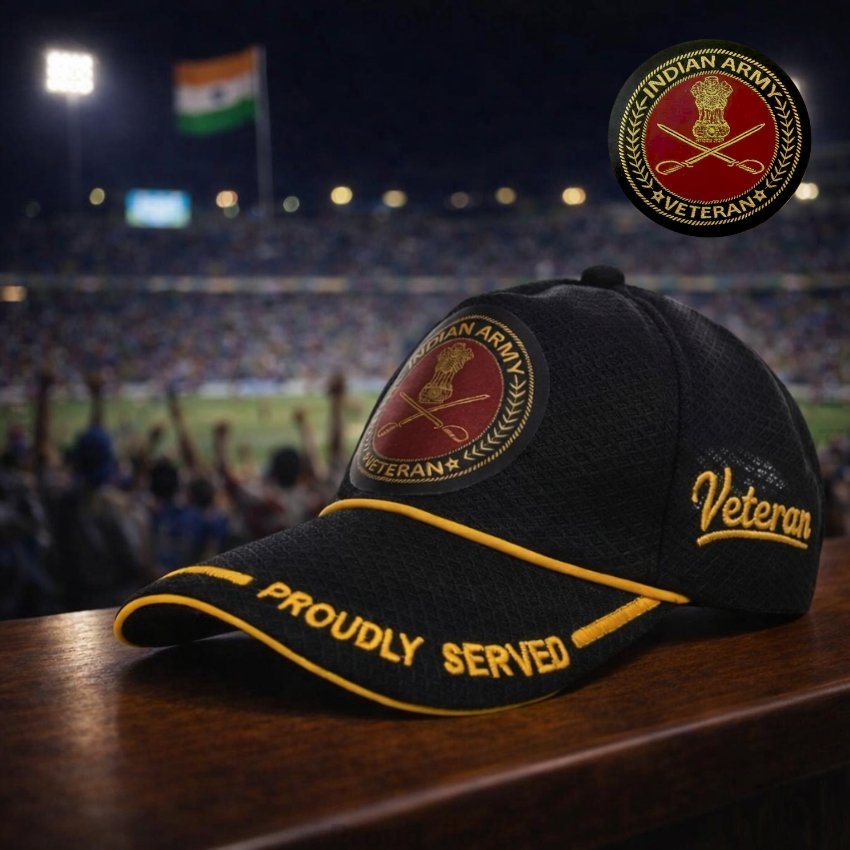 Indian Army Proudly Veteran Baseball Cap (Black Color) - Premium Quality