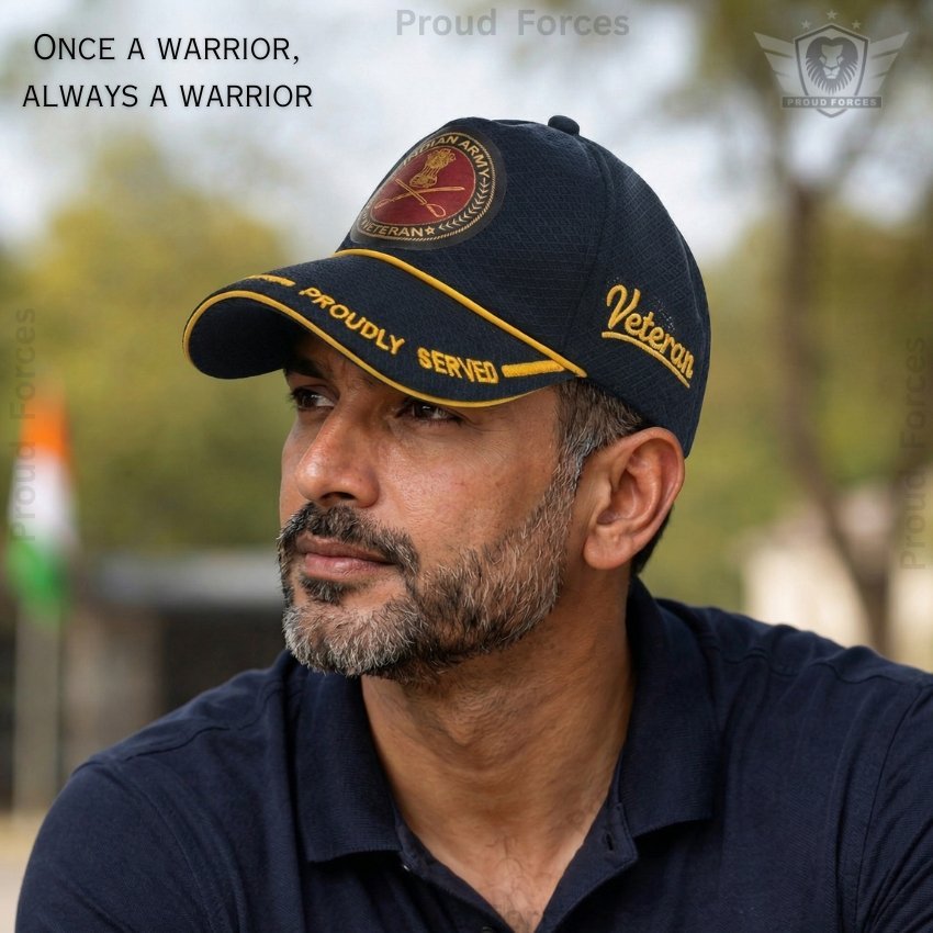 Indian Army Proudly Veteran Baseball Cap (Blue Color) -Premium Quality
