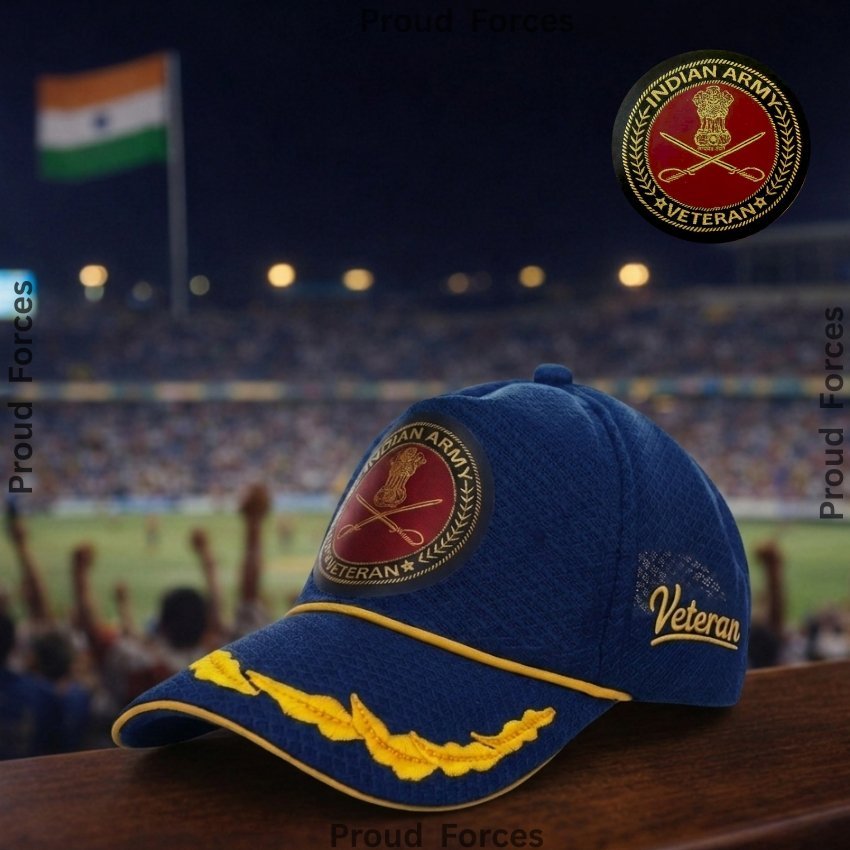 Indian Army Officers'  Veteran Baseball Cap (Blue Color) - Premium Quality