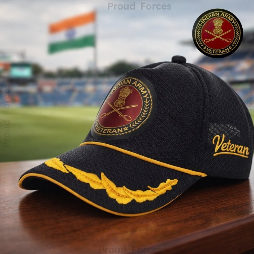 Indian Army Officer's Veteran Baseball Cap (Black Color) – Premium Quality