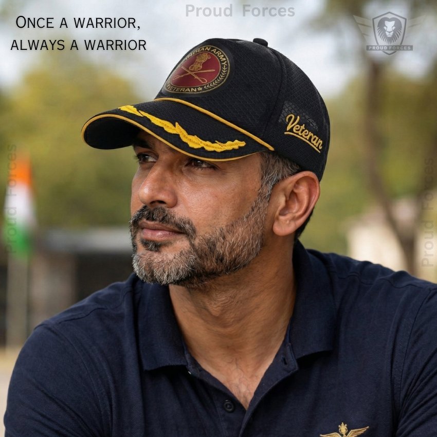 Indian Army Officer's Veteran Baseball Cap (Black Color) – Premium Quality