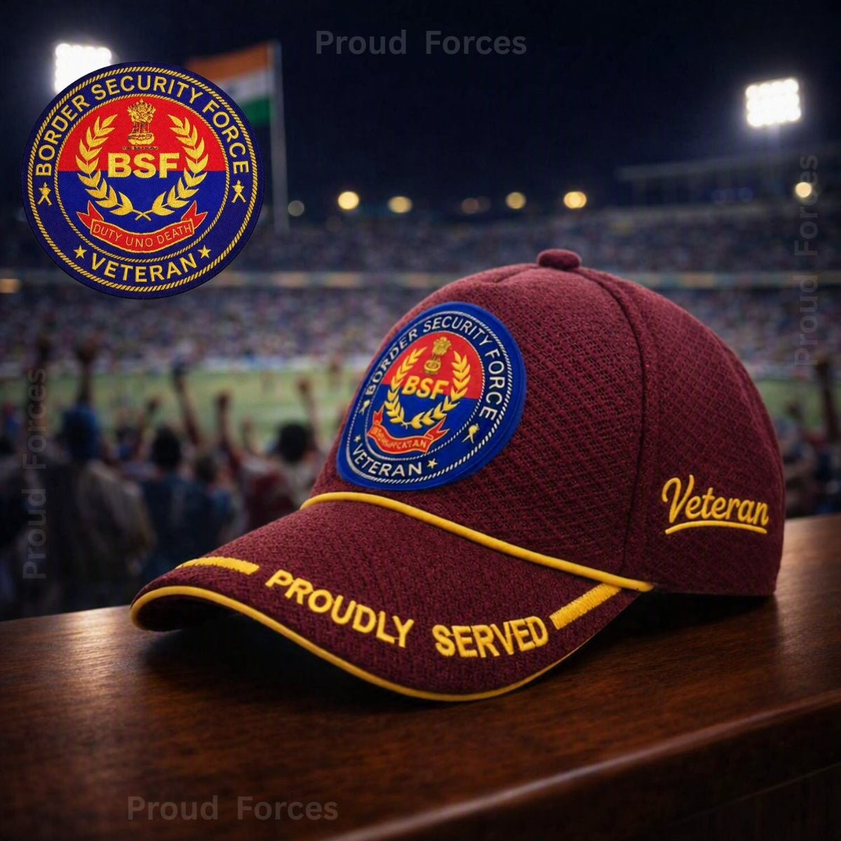 BSF Proudly Baseball Cap for Veterans(Maroon Color)- Premium Quality