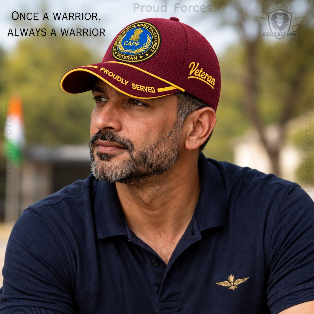 CAPF Proudly Baseball Cap for Veterans(Maroon Color)- Premium Quality