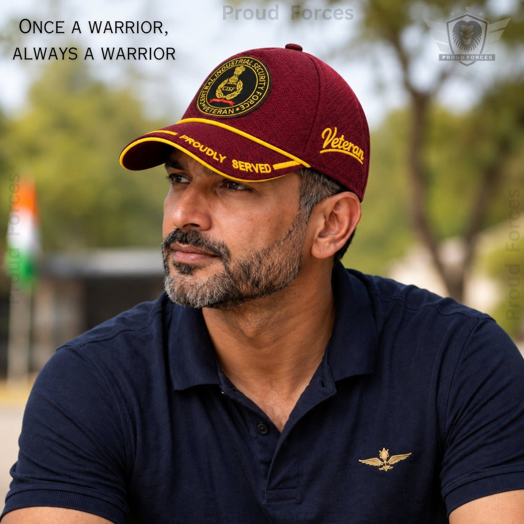 CISF Proudly Baseball Cap for Veterans(Maroon Color)- Premium Quality