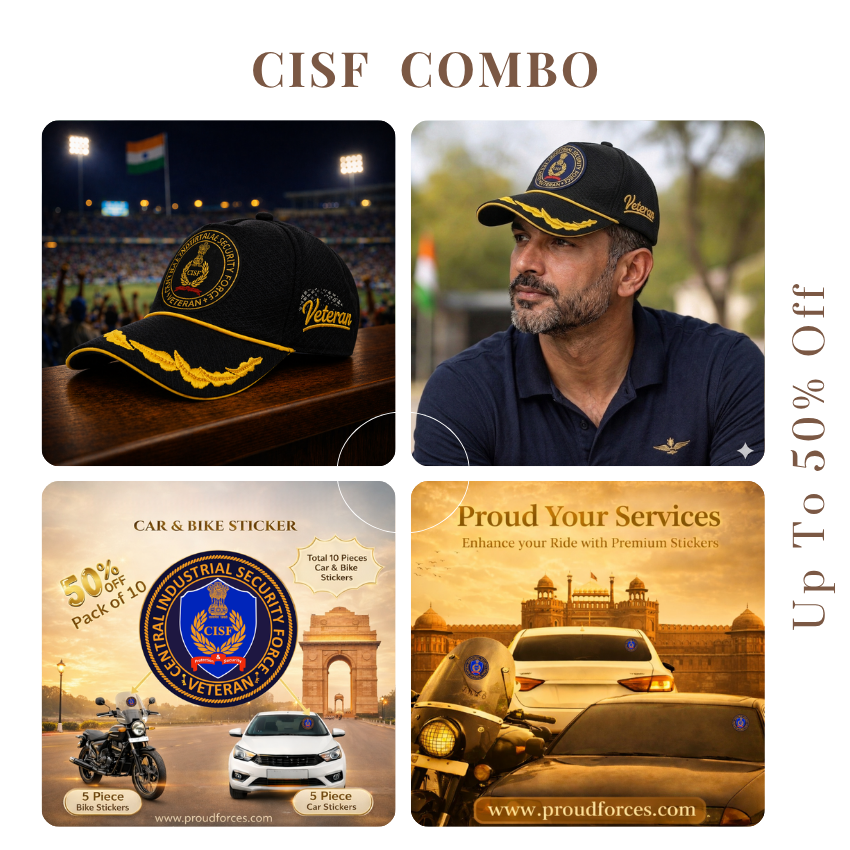 CISF Officer Veteran Cap & Sticker Combo