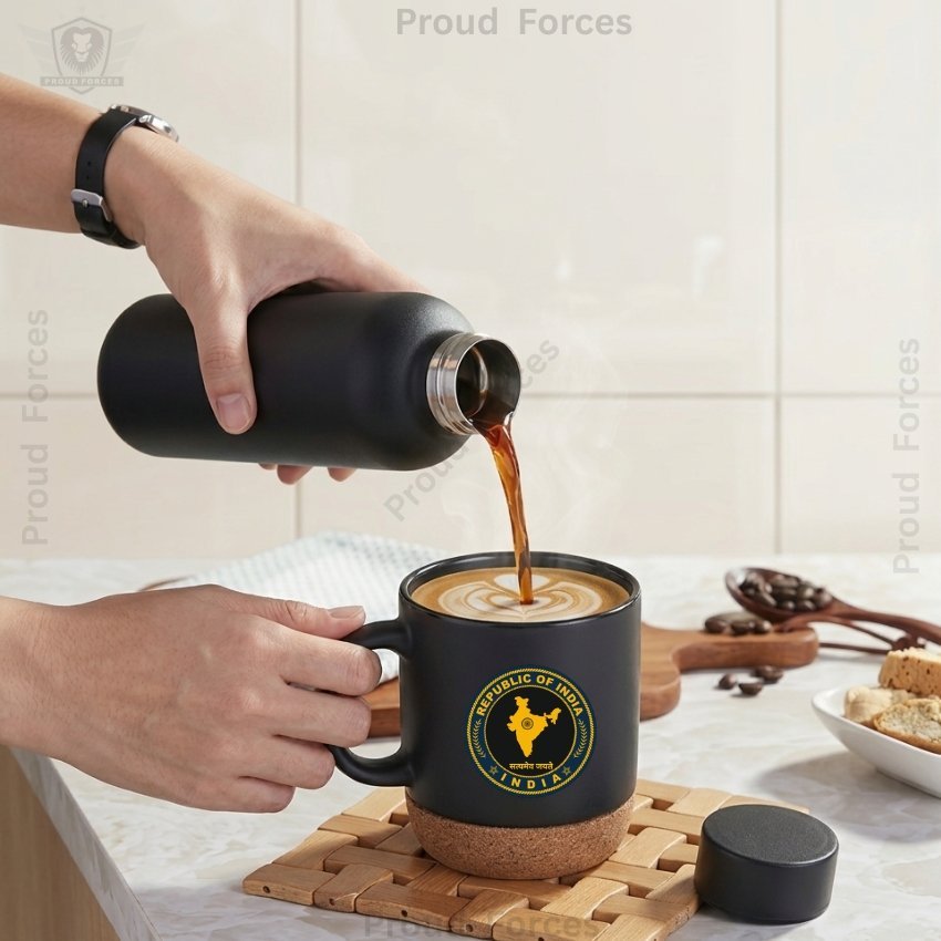 Republic of India Matte Finish Bottle & Coffee Mug Combo Set
