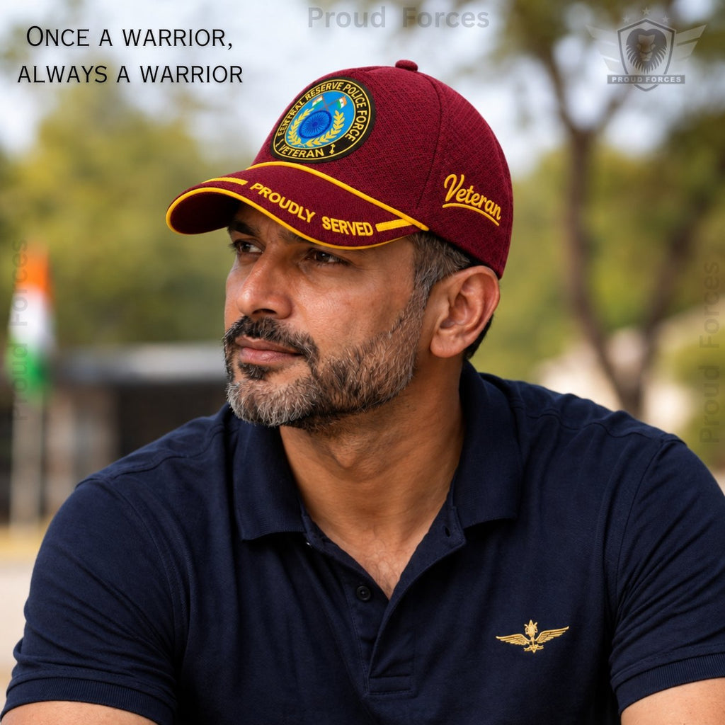 CRPF Proudly Baseball Cap for Veterans(Maroon Color)- Premium Quality