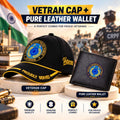 CRPF Veteran Black Cap & Black Leather Wallet Combo – Premium Classic Edition