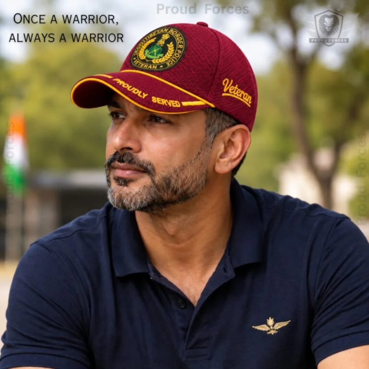 ITBP Veteran Maroon Cap & Brown Leather Wallet Combo – Premium Classic Edition