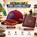 BSF Veteran Maroon Cap & Brown Leather Wallet Combo – Premium Classic Edition