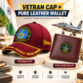 Indian Air Force Veteran Maroon Cap & Brown Leather Wallet Combo – Premium Classic Edition