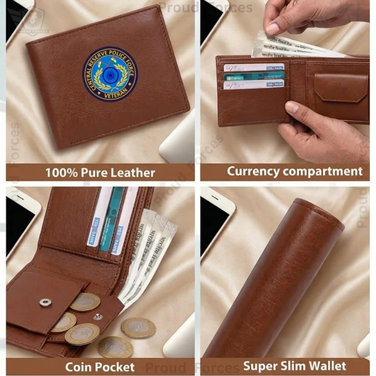 CRPF Veteran Maroon Cap & Brown Leather Wallet Combo – Premium Classic Edition