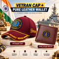 Indian Army Veteran Maroon Cap & Brown Leather Wallet Combo – Premium Classic Edition