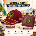 ITBP Veteran Maroon Cap & Brown Leather Wallet Combo – Premium Classic Edition