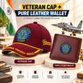 Indian Coast Guard Veteran Maroon Cap & Brown Leather Wallet Combo – Premium Classic Edition