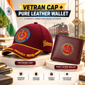 RPF Veteran Maroon Cap & Brown Leather Wallet Combo – Premium Classic Edition