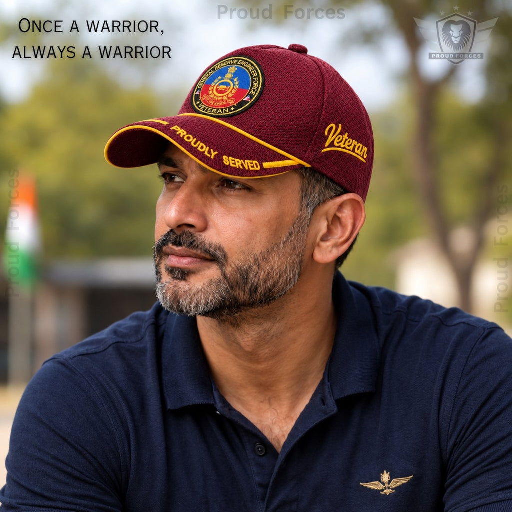 GREF Proudly Baseball Cap for Veterans(Maroon Color)- Premium Quality