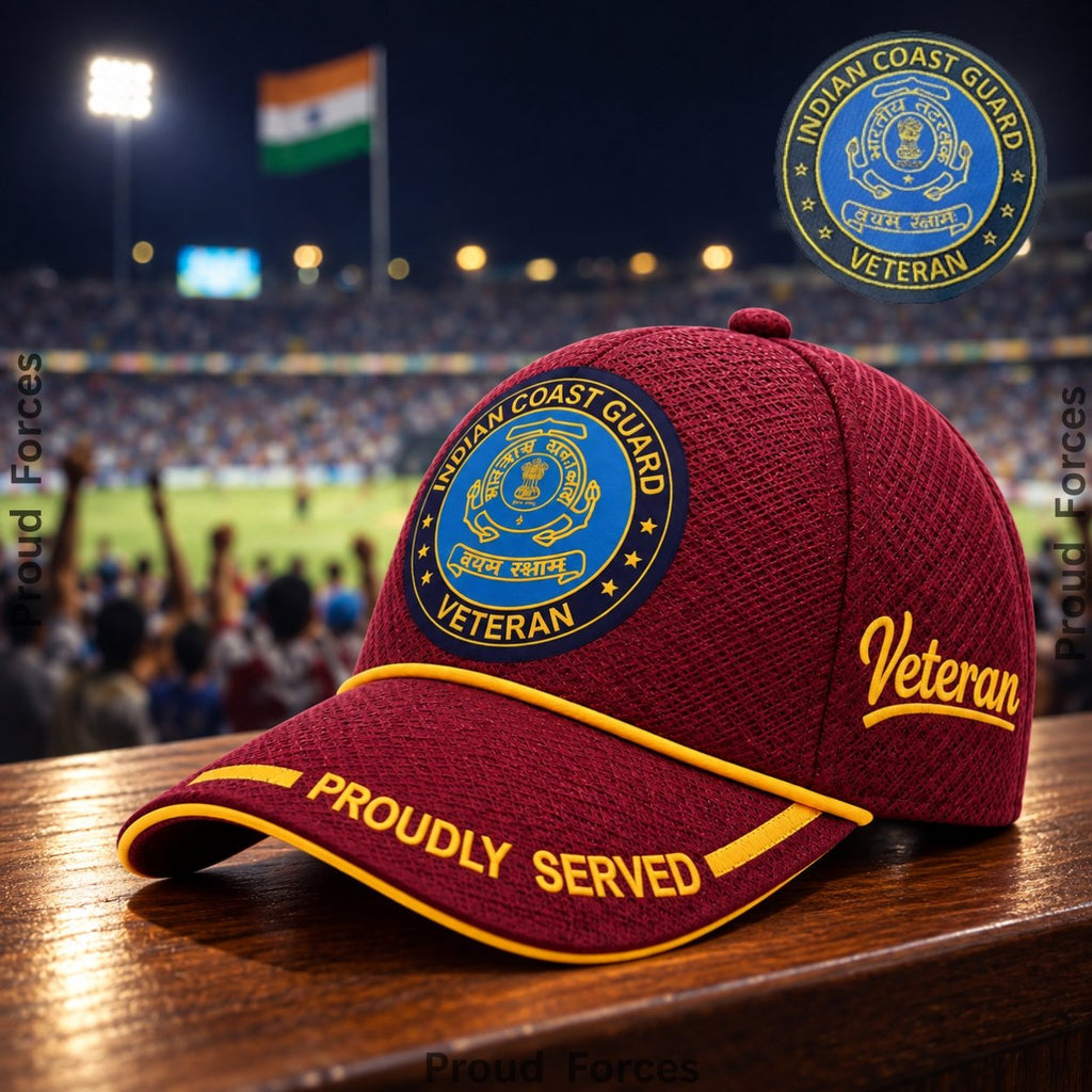 Indian Coast Guard Proudly Baseball Cap for Veterans(Maroon Color)- Premium Quality