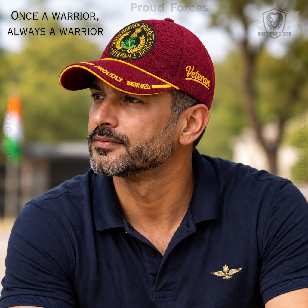 ITBP Proudly Baseball Cap for Veterans(Maroon Color)- Premium Quality