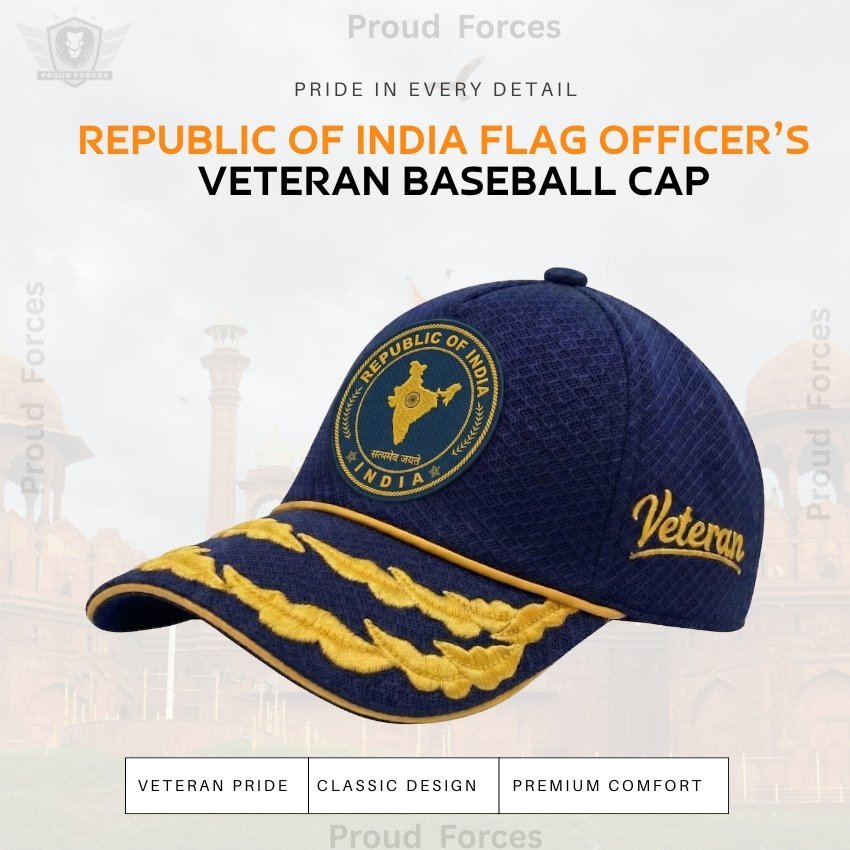 Republic of India Flag Officers’ Veteran Baseball Cap (Blue Color) -Premium Quality