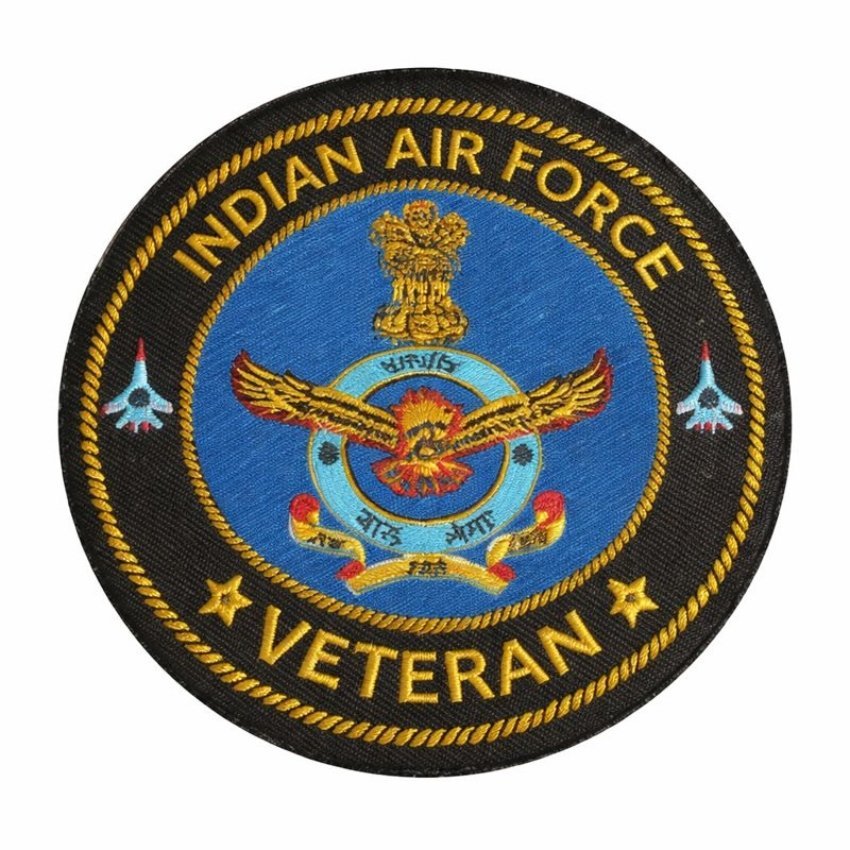 Premium Quality Indian Air Force Veteran Iron-On Woven & Embroidered Patches for Apparel