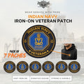 Premium Quality Indian Navy Veteran Iron-On Woven & Embroidered Patches for Apparel