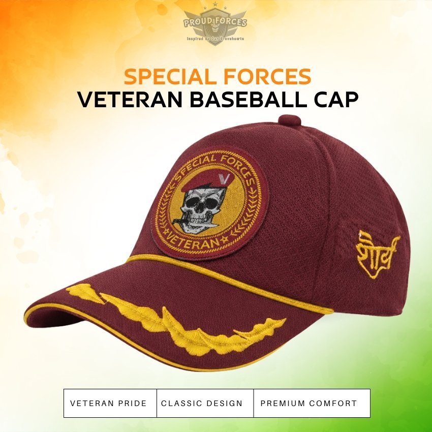 Premium Quality Special Forces Officers' Veteran Baseball Cap (Maroon Color)