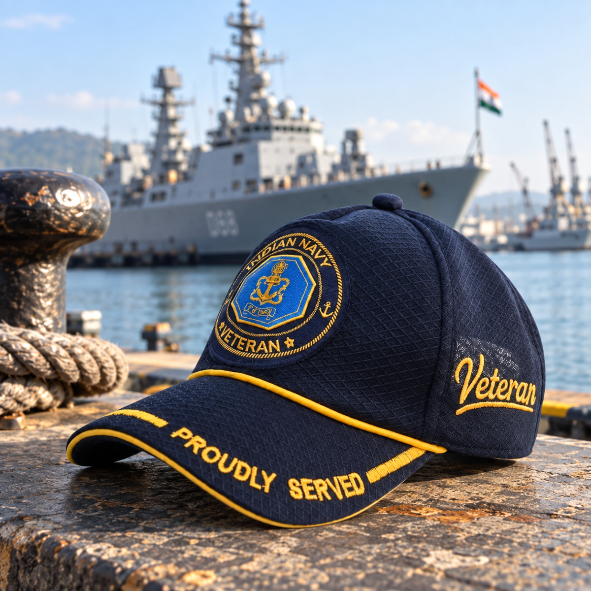 Indian Navy Proudly Baseball Cap for Veterans(Blue Color) -Premium Quality