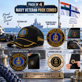 Indian Navy Proudly Veteran Cap, Stickers, Patch & Pin Combo Pack