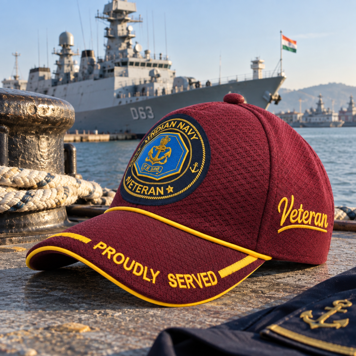 Indian Navy Proudly Baseball Cap for Veterans(Maroon Color)- Premium Quality