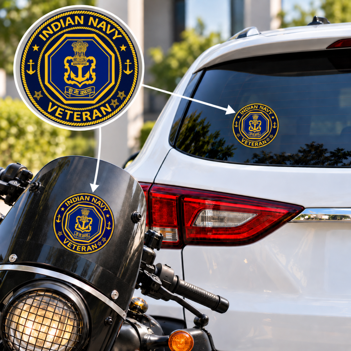 Premium Quality Navy Veteran Car & Bike Stickers