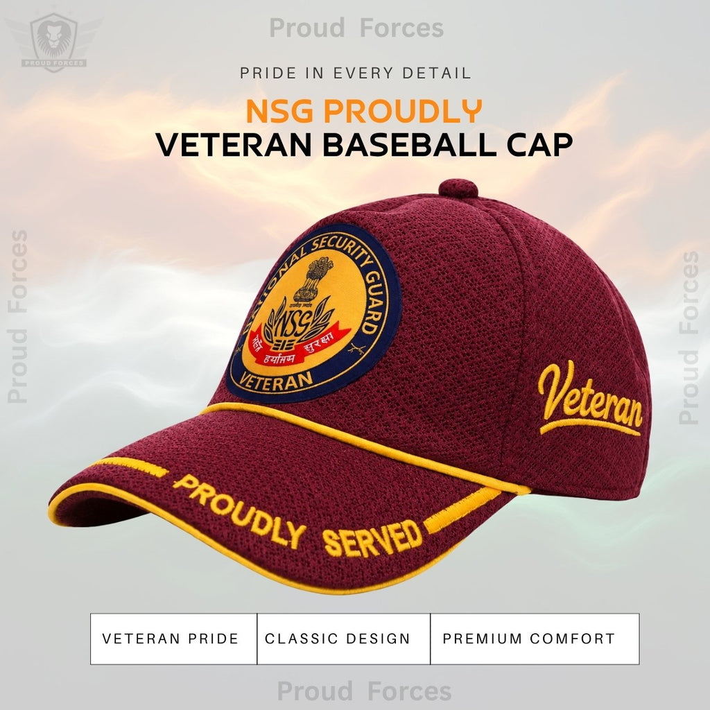 NSG Proudly Baseball Cap for Veterans(Maroon Color)- Premium Quality