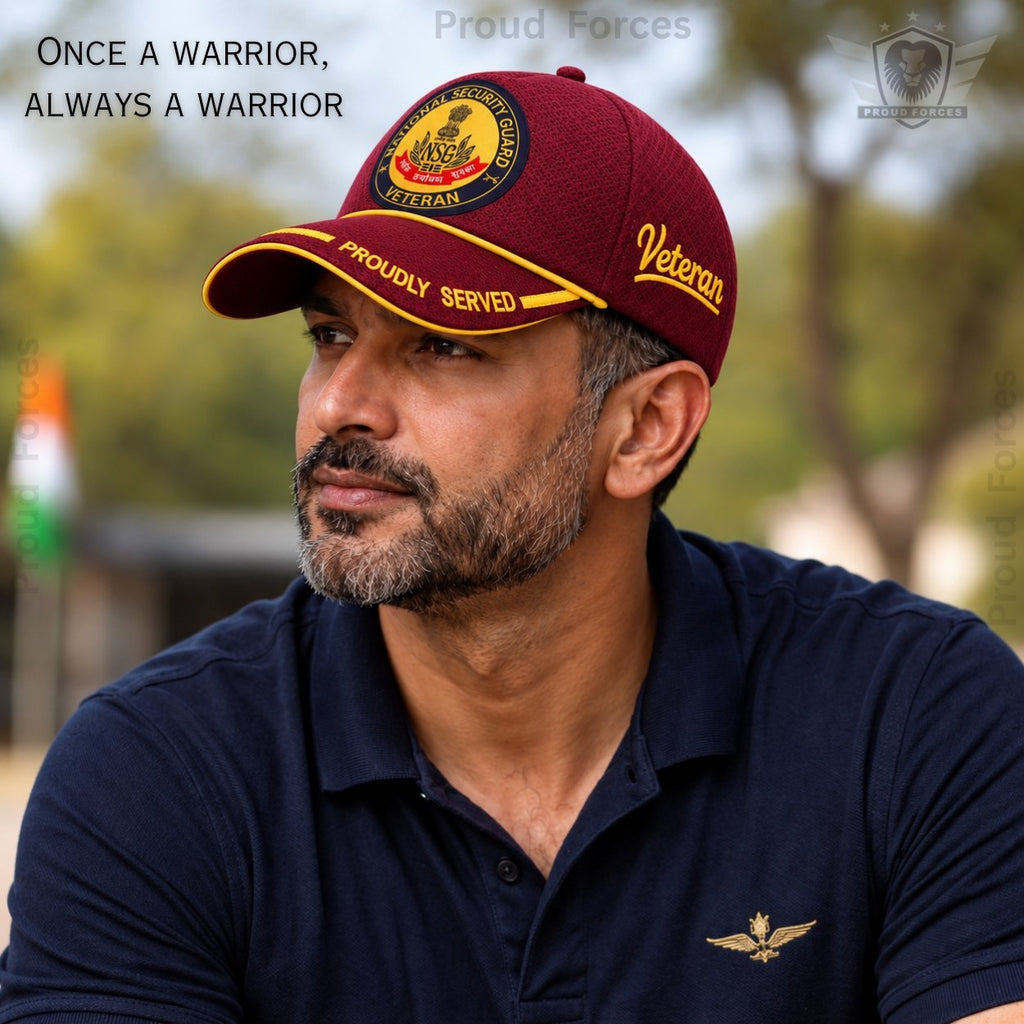 NSG Proudly Baseball Cap for Veterans(Maroon Color)- Premium Quality