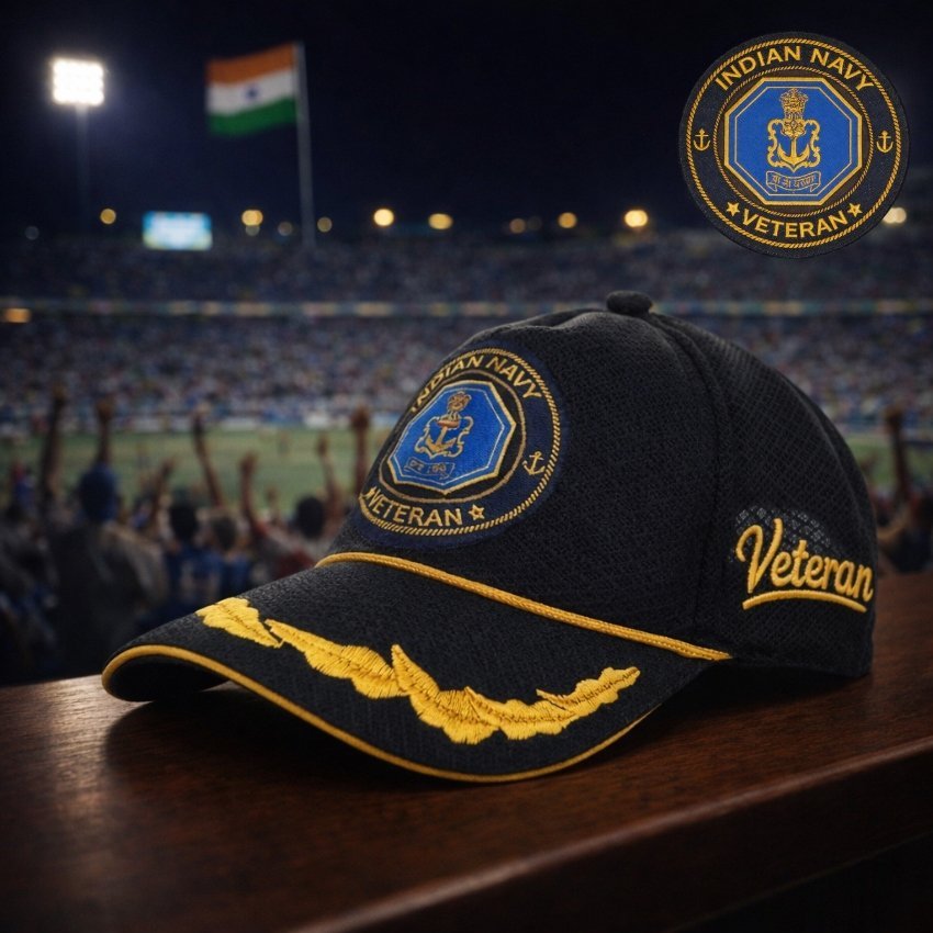 Indian Navy Officer (Black color) Baseball Cap for Veterans - Premium Quality
