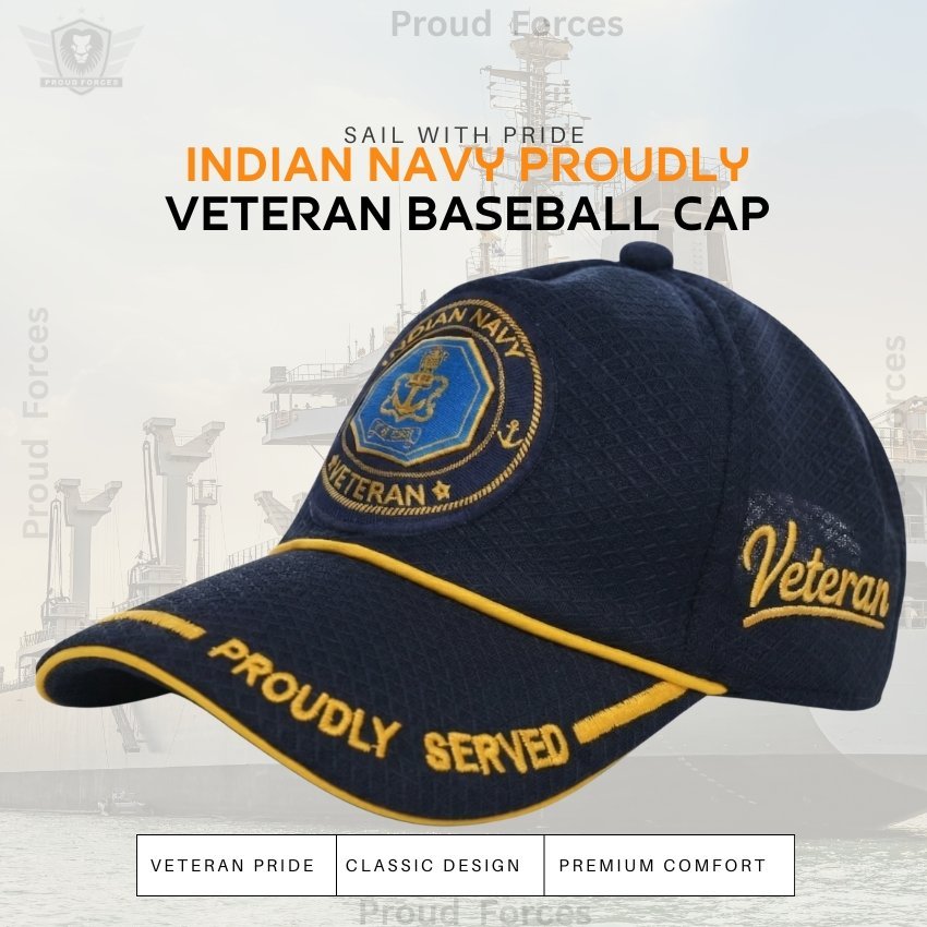 Indian Navy Proudly Baseball Cap for Veterans(Blue Color) -Premium Quality