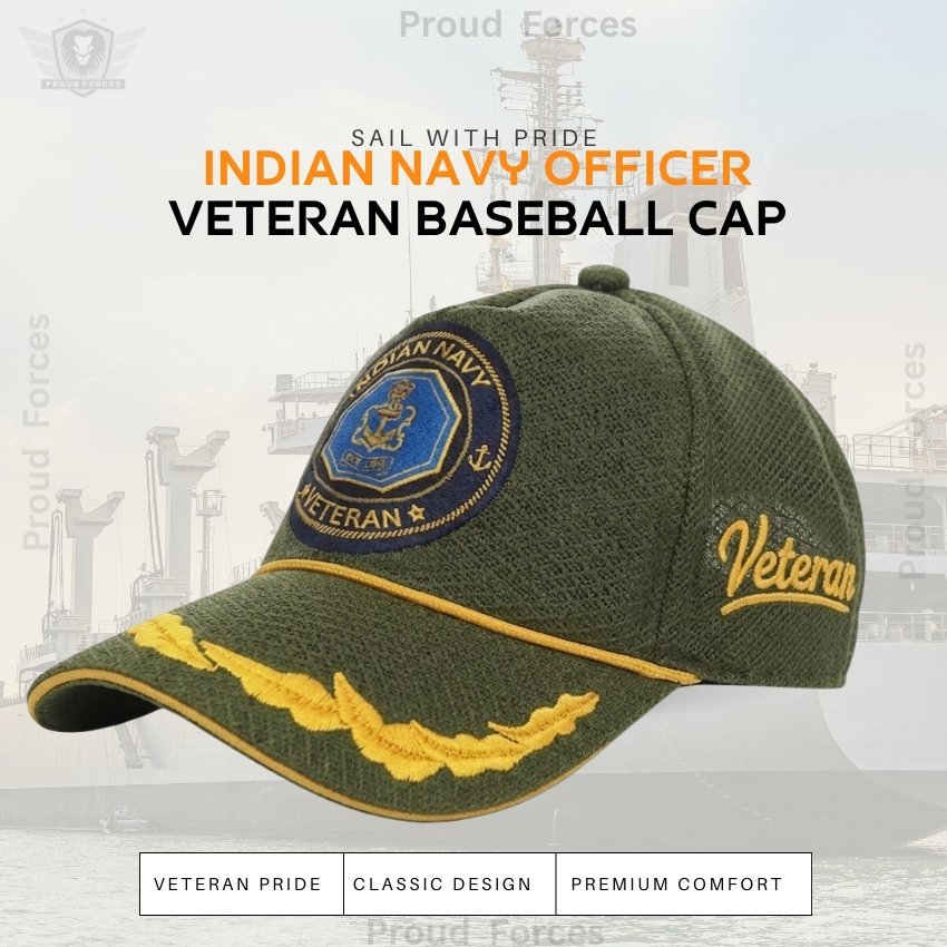 Navy Officers’ Veteran Baseball Cap (Olive Green Color) - Premium Quality